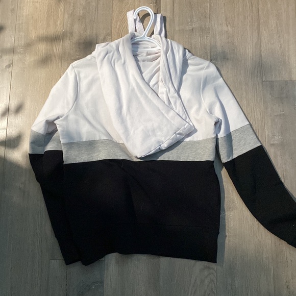 Ardenes hoodie black whit and grey striped size small - Picture 2 of 2